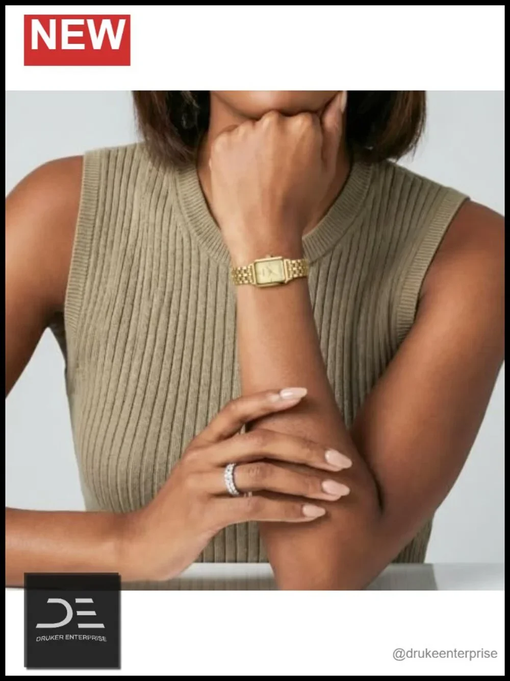 Two Tone Stainless Steel Bracelet Watch Rectangular Minimalist